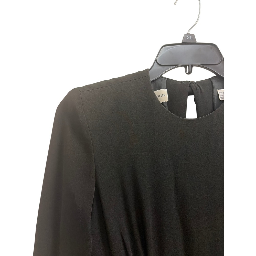 Albert Nipon Dress Vintage 80s Cocktail Womens 6 Black Gold Metallic Trim Sheath - Picture 2 of 8